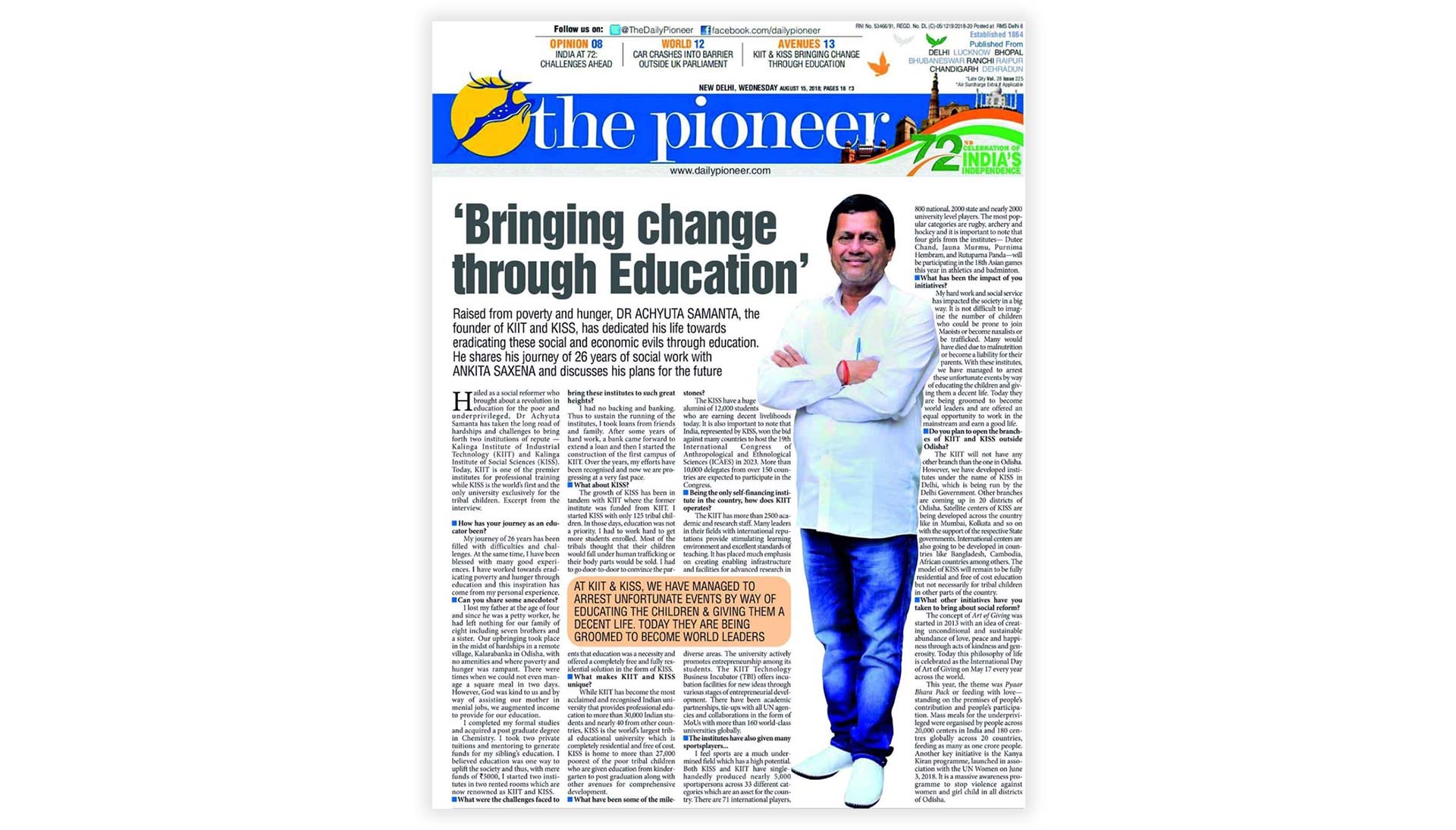 Bringing Change Through Education – The Pioneer